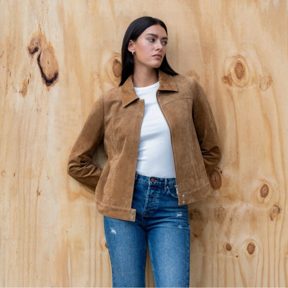 NWT Nicole Miller Tan Suede Jacket